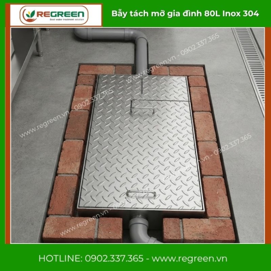 Bẫy tách mỡ gia đình 80L Inox 304