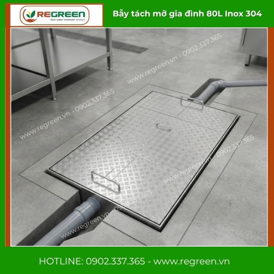 Bẫy tách mỡ gia đình 80L Inox 304