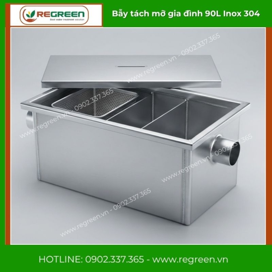 Bẫy tách mỡ gia đình 90L Inox 304
