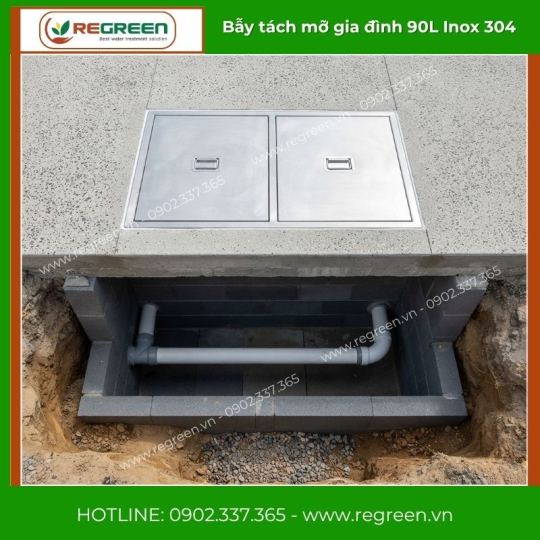 Bẫy tách mỡ gia đình 90L Inox 304