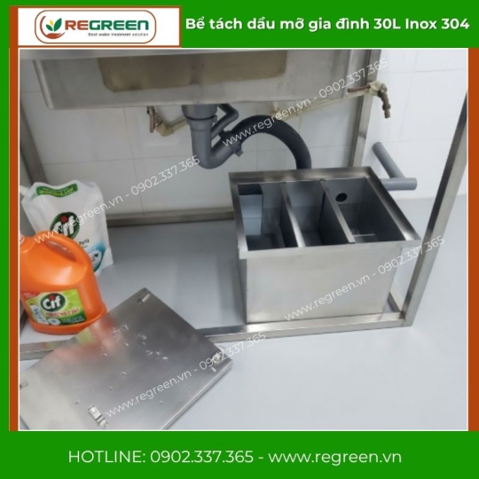 Bể tách dầu mỡ gia đình 30L Inox 304