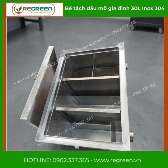 Bể tách dầu mỡ gia đình 30L Inox 304