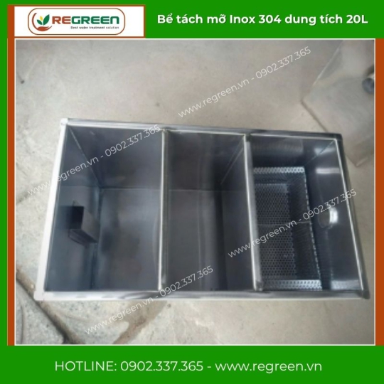 Bể tách mỡ gia đình 20L Inox 304