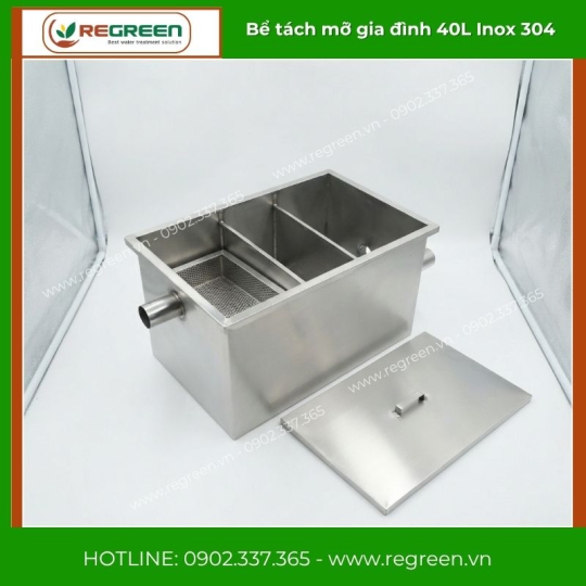 Bể tách mỡ gia đình 40L Inox 304