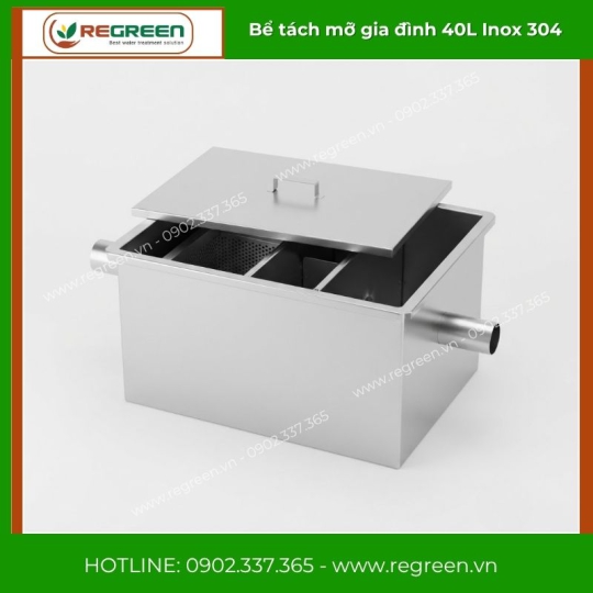 Bể tách mỡ gia đình 40L Inox 304