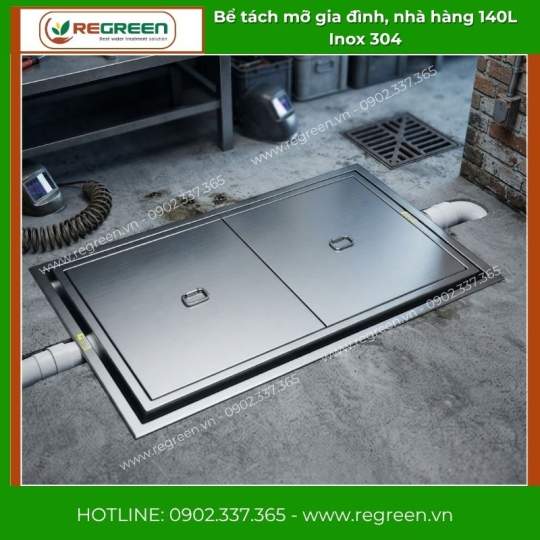 Bể tách mỡ gia đình, nhà hàng 140L Inox 304