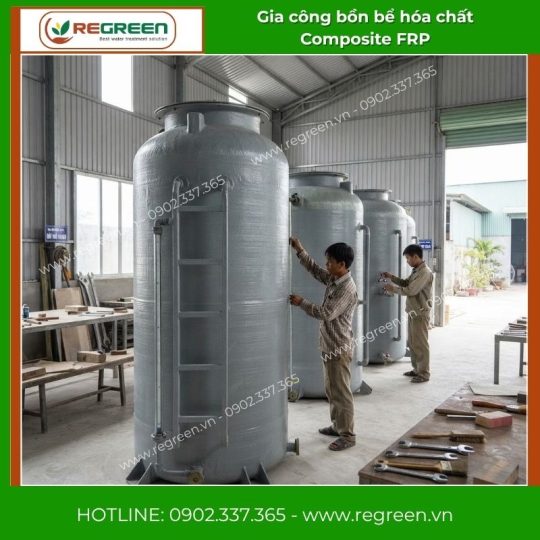 Gia công bồn bể hóa chất Composite FRP