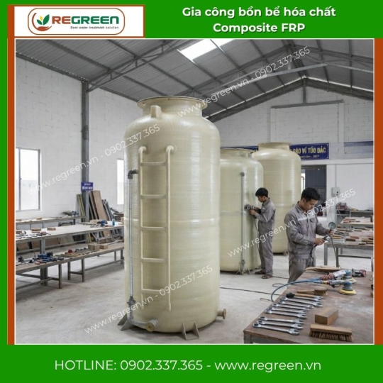 Gia công bồn bể hóa chất Composite FRP