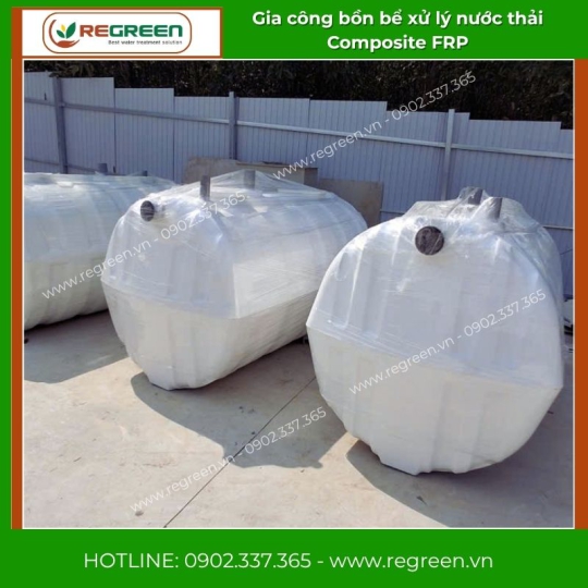 Gia công bồn bể xử lý nước thải Composite FRP