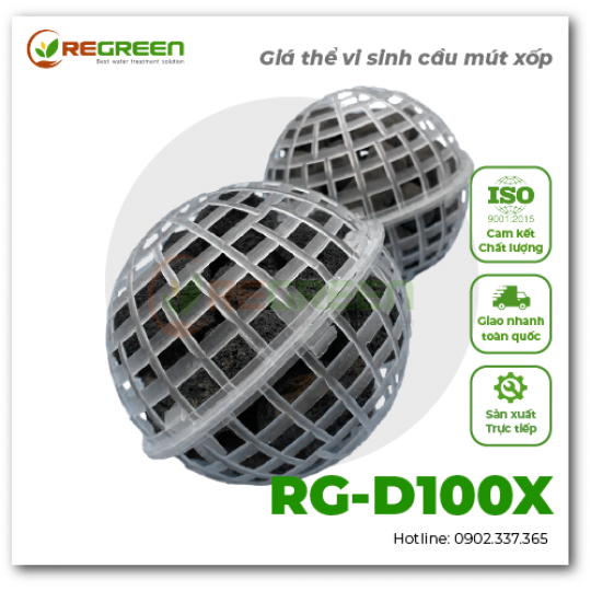 Giá Thể Vi Sinh Dạng Cầu D100 Mút Xốp (Trắng)